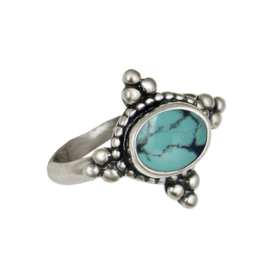 Sterling Silver Gemstone Ring With Chinese Turquoise Size 8